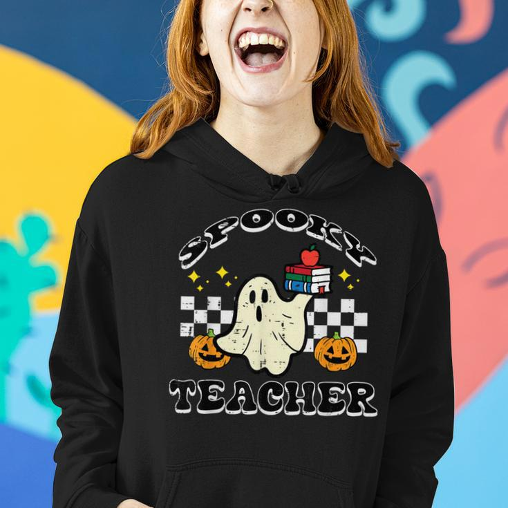 Halloween Spooky Teacher Ghost Retro Groovy Costume Women Hoodie Gifts for Her
