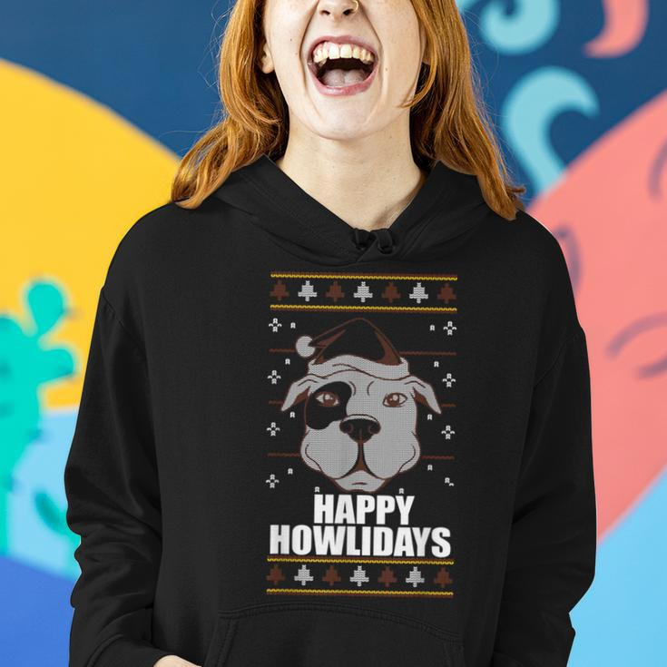 Happy Howlidays Ugly Christmas Sweater Pitbull Dog Meme Women Hoodie Gifts for Her