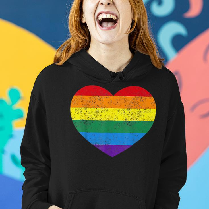 Heart Rainbow Flag Lgbt Gay Les Pride Support Lgbtq Parade Women Hoodie Gifts for Her