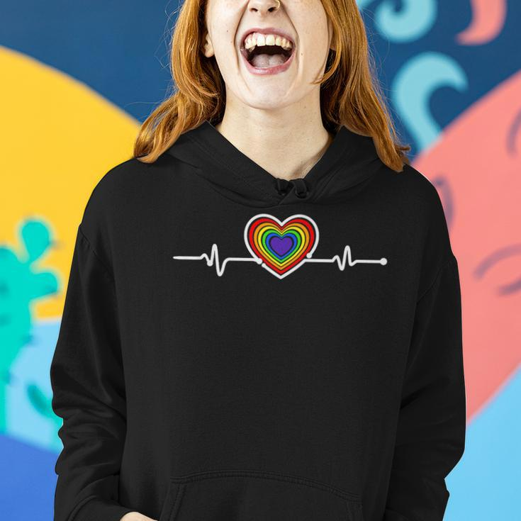 Heartbeat Pulse Lgbt Lgbtq Rainbow Gay Lesbian Pride Women Hoodie Gifts for Her