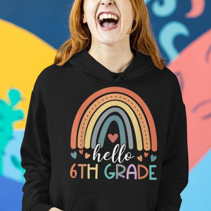 Hello Sixth Grade Back To School 6Th Grade Teacher Rainbow Women Hoodie Gifts for Her
