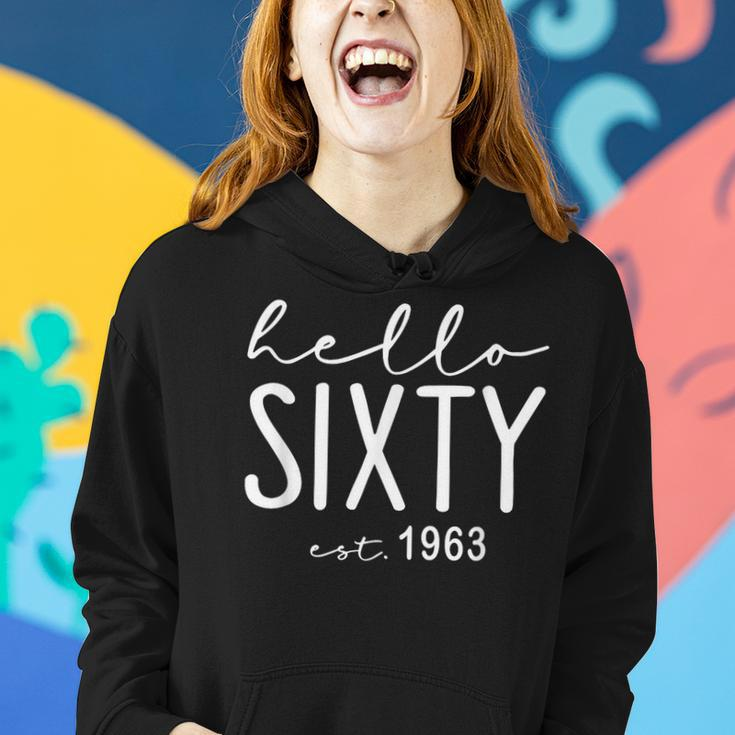 Hello Sixty Est 1963 Hello 60 Heart 60Th Birthday Women Hoodie Gifts for Her