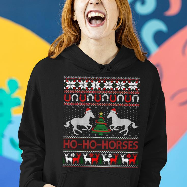 Ho Horses Xmas Ugly Christmas Sweater Equestrian Women Hoodie Gifts for Her