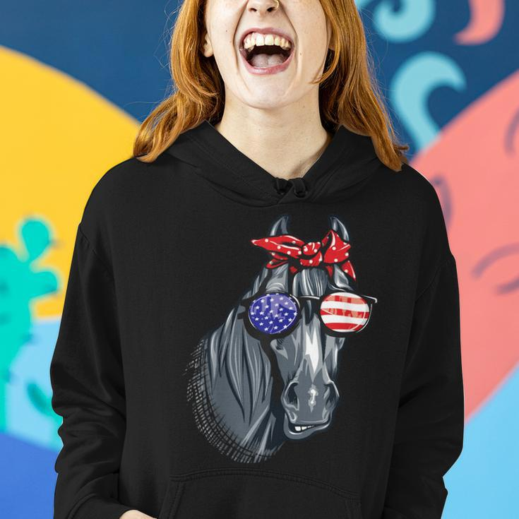 Horse 4Th Of July Horse Graphic American Flag Women Hoodie Gifts for Her
