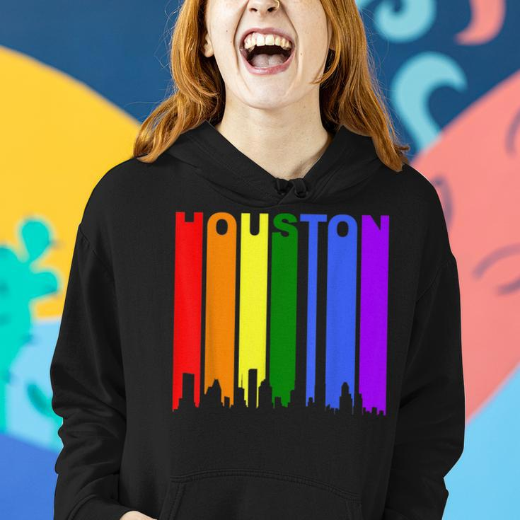 Houston Texas Downtown Rainbow Skyline Lgbt Gay Pride Women Hoodie Gifts for Her