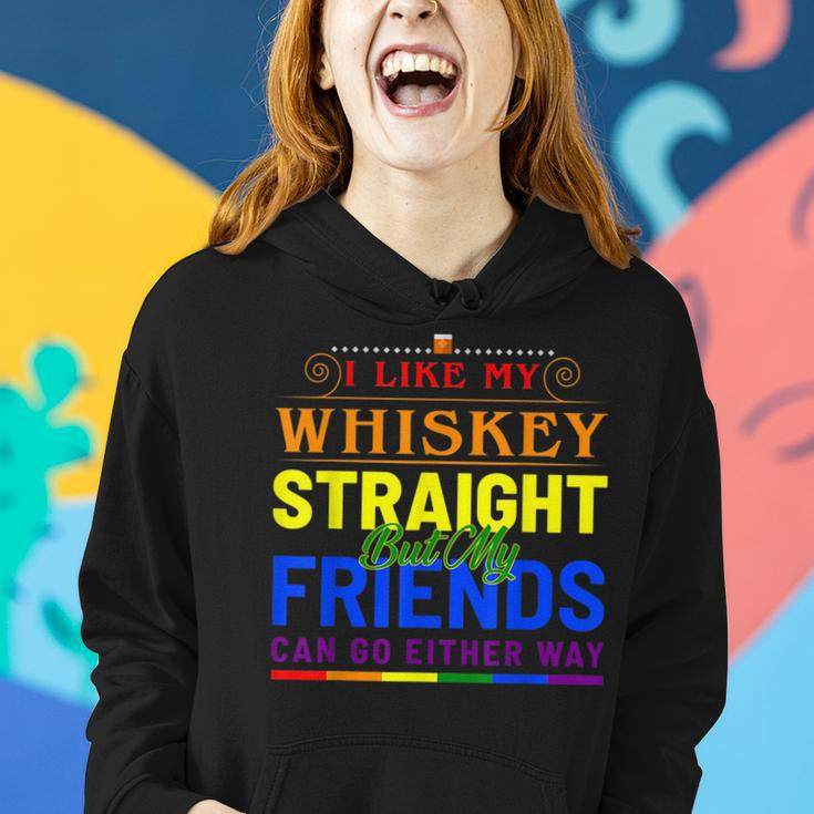 I Like My Whiskey Straight Funny Gay Pride Lgbt Rainbow Flag Women Hoodie Gifts for Her