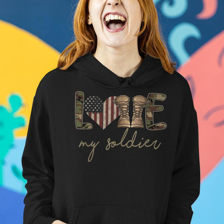 I Love My Soldier Military Army Wife Usa Camour Flag Women Hoodie Gifts for Her