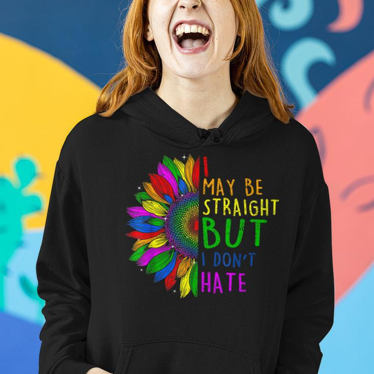 I May Be Straight But I Dont Hate I Lgbt Sunflower Rainbow Women Hoodie Gifts for Her