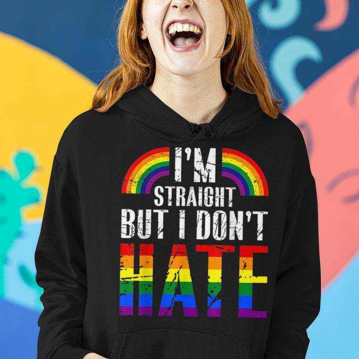 Im Straight But I Dont Hate Rainbow Lgbt Gay Pride Month Women Hoodie Gifts for Her