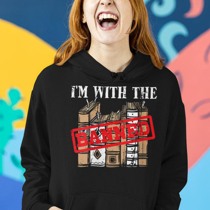 Im With The Banned Books Design For A Literature Teacher Women Hoodie Gifts for Her