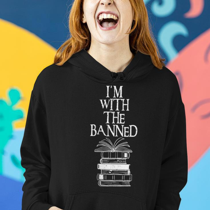 Im With The Banned Books I Read Banned Books Funny Women Hoodie Gifts for Her