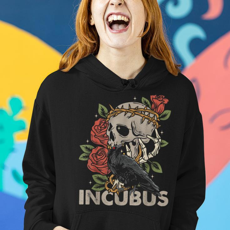 Incubus-Crow Left Skull Morning And Flower Halloween Women Hoodie Gifts for Her