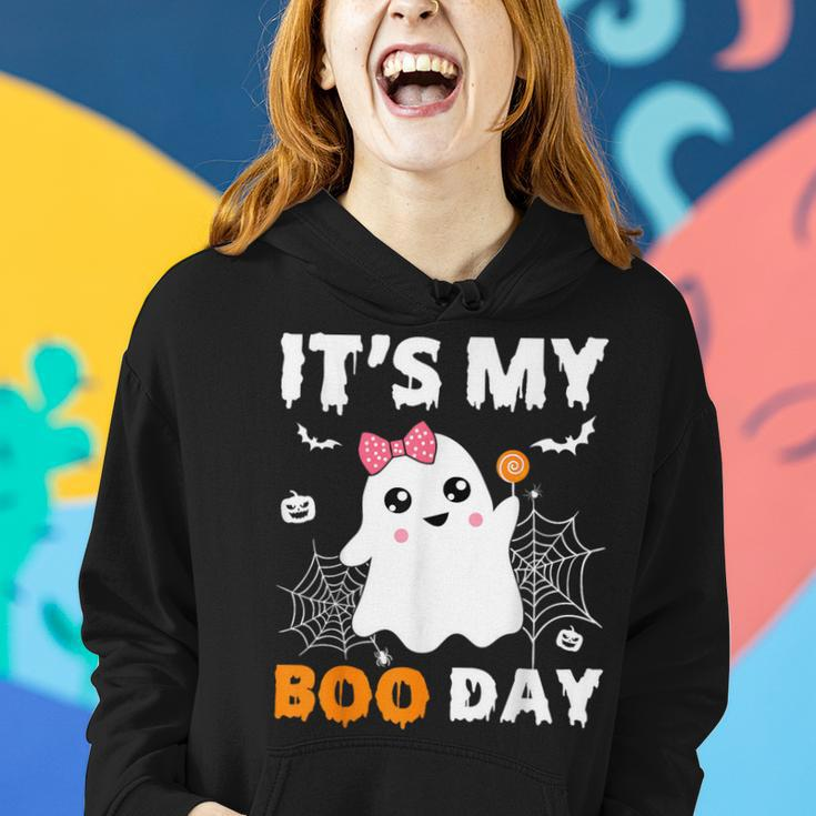 Its My Boo Day Halloween Birthday Ghost Pink Bow Girls Women Hoodie Gifts for Her