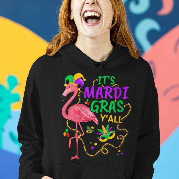 Its Mardi Gras Yall Jester Flamingo Fat Tuesday Parades Women Hoodie Gifts for Her