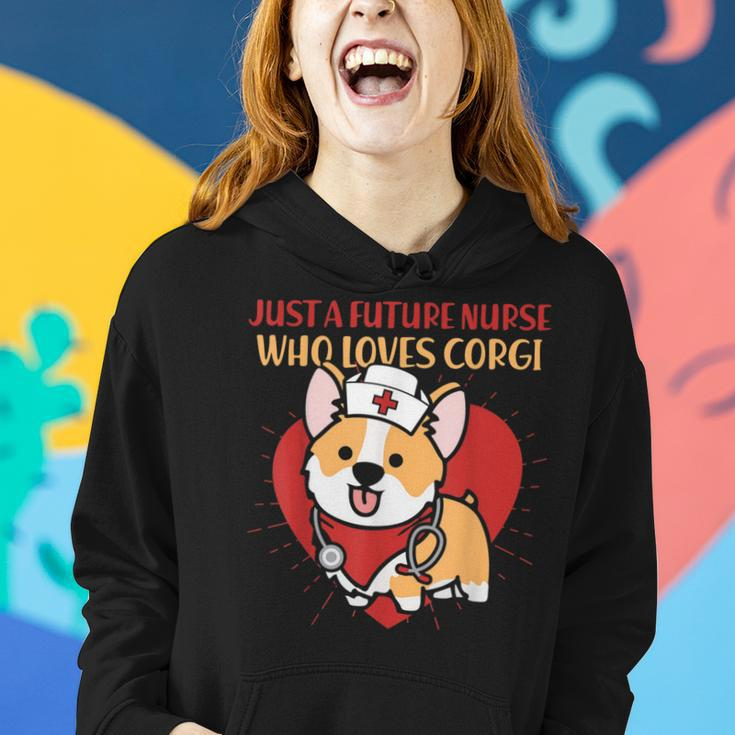 Just A Future Nurse Who Loves Corgi Dog Mom Dad Gifts Women Hoodie Gifts for Her