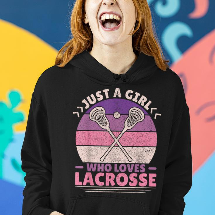 Just A Girl Who Loves Lacrosse Player Lax Lovers Lacrosse Women Hoodie Gifts for Her