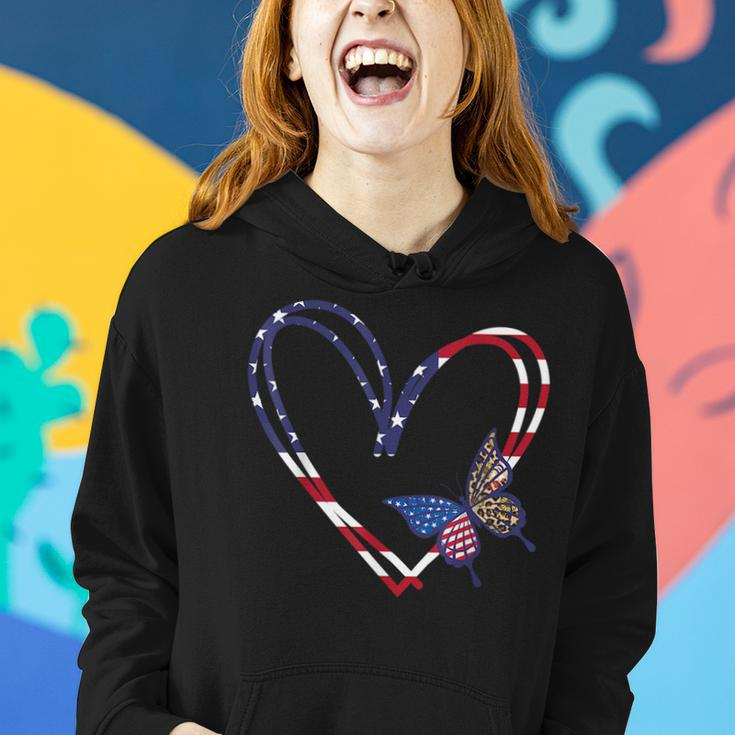 Kids Girls Heart Patriotic 4Th Of July Funny Butterfly Women Hoodie Gifts for Her