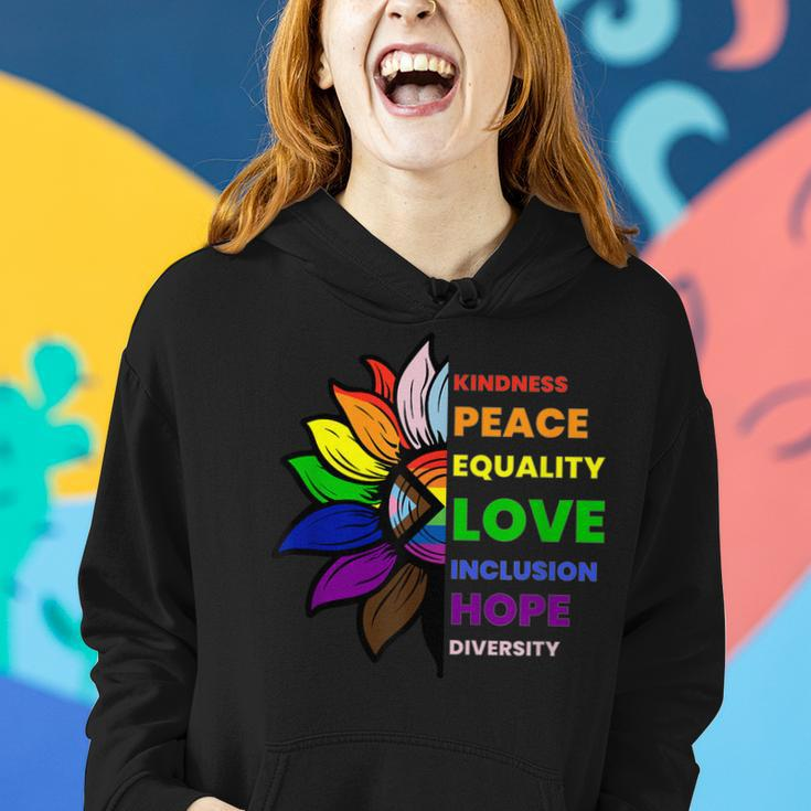 Kindness Peace Equality Sunflower Gay Pride Women Hoodie Gifts for Her