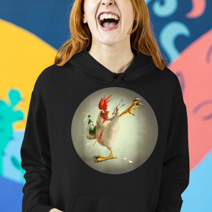 Kung Fu Rooster Fighting Chicken Funny Drinking Chicken Women Hoodie Gifts for Her