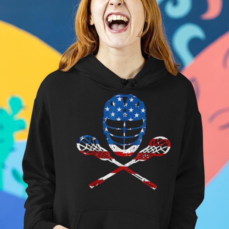 Lacrosse American Flag Lax Helmet Sticks 4Th Of July S Women Hoodie Gifts for Her