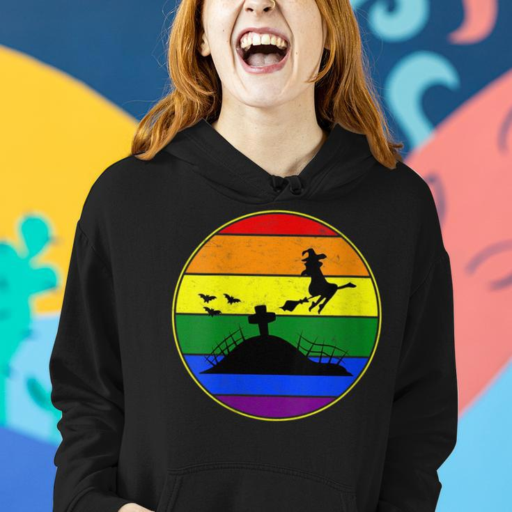 Lesbian Stuff Lgbtq Gay Goth Pride Rainbow Witch Broom Ride Women Hoodie Gifts for Her