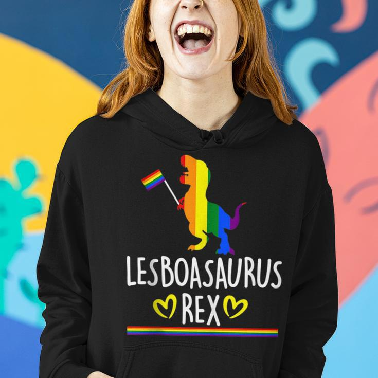 Lesboasaurus Rex Funny Lesbian Dinosaur Pride Lgbt Rainbow Women Hoodie Gifts for Her