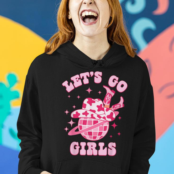 Let's Go Girls Western Cowgirl Groovy Bachelorette Party Women Hoodie Gifts for Her