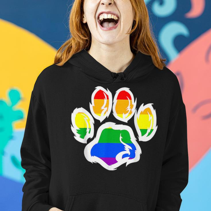 Lgbt Ally Furry Pride Rainbow Fursuit Dog Paw Print Women Hoodie Gifts for Her