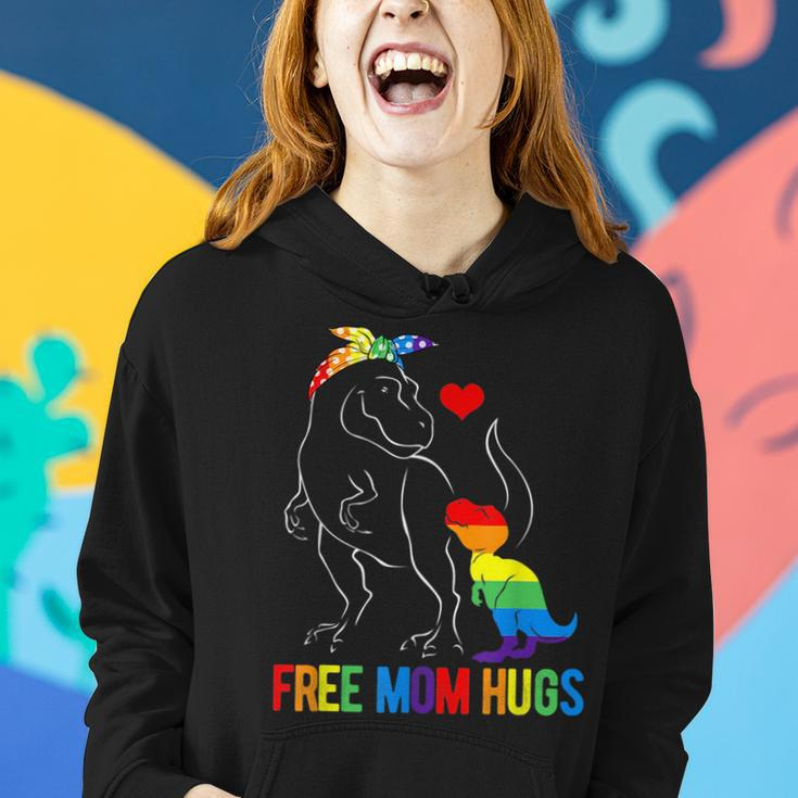 Lgbt Free Mom Hugs Dinosaur Rex Mamasaurus Ally Rainbow Flag Women Hoodie Gifts for Her