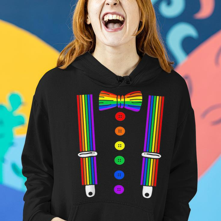 Lgbt Pride Gay Rainbow Tuxedo Suspenders Men Women Women Hoodie Gifts for Her