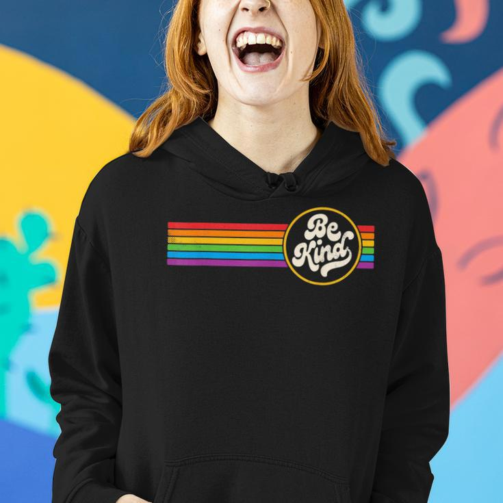 Lgbtq Be Kind Gay Pride Lgbt Ally Rainbow Flag Retro Vintage Women Hoodie Gifts for Her