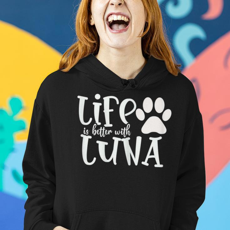 Life Is Better With Luna Pet Dog Owner Christmas Mom Women Hoodie Gifts for Her