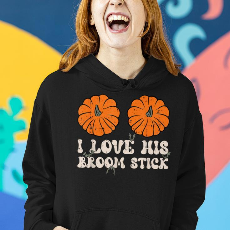 I Love His Broomstick Halloween Groovy Couples Matching Women Hoodie Gifts for Her
