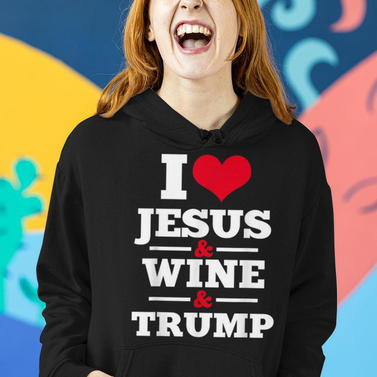 Love Jesus Wine Trump Religious Christian Faith Mom Women Hoodie Gifts for Her