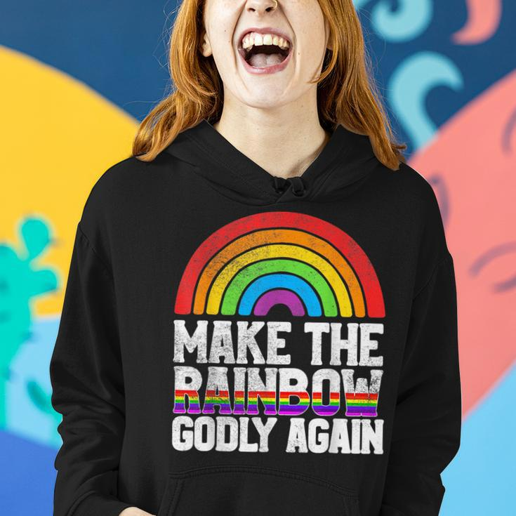 Make The Rainbow Godly Again Lgbt Flag Gay Pride Women Hoodie Gifts for Her