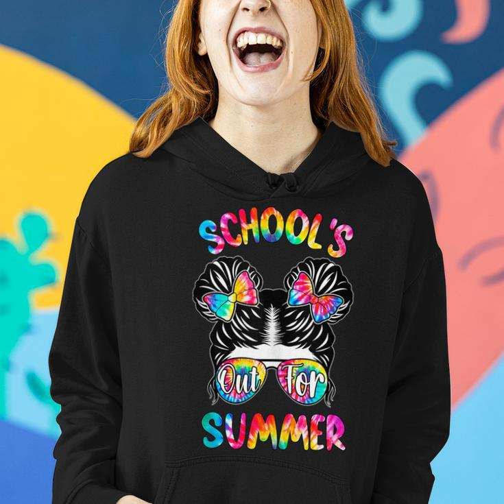 Messy Bun Girl Schools Out For Summer Graduation Teacher Women Hoodie Gifts for Her