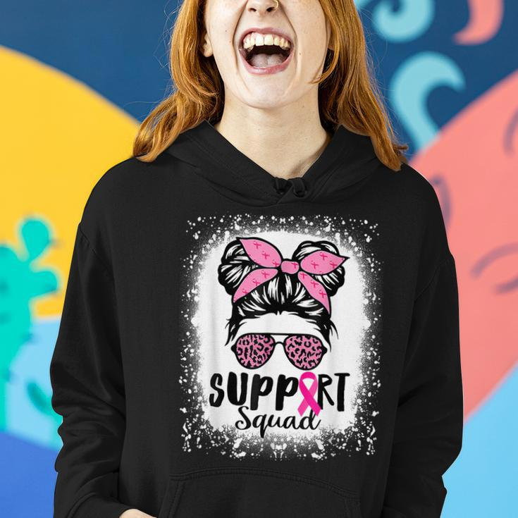 Messy Bun Glasses Pink Support Squad Breast Cancer Awareness Women Hoodie Gifts for Her