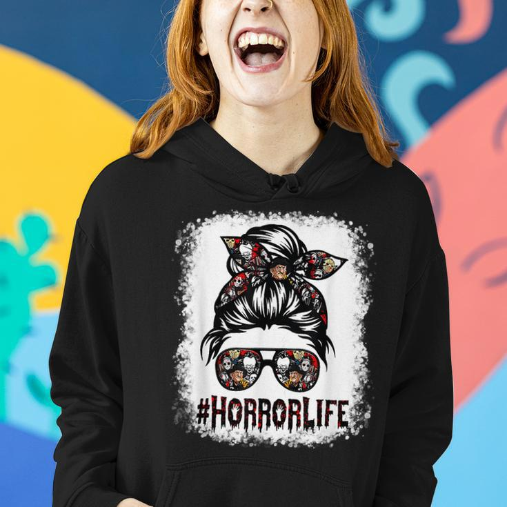 Messy Bun Horror Life Horror Movie Horror Mom Halloween Women Hoodie Gifts for Her
