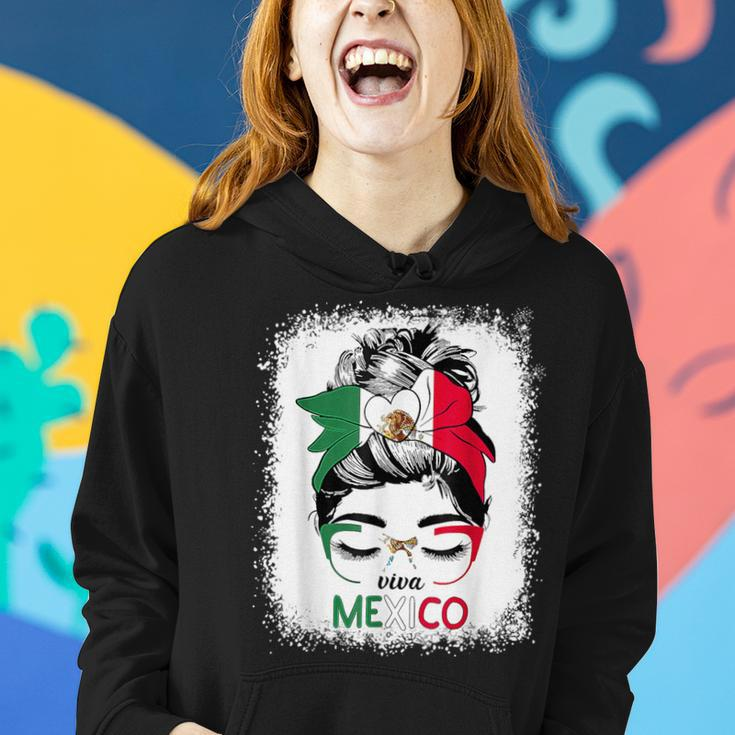 Mexican Independence Viva Mexico Messy Bun Hair Women Hoodie Gifts for Her