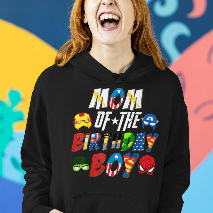 Mom Of The Superhero Birthday Boy Super Hero Family Party Women Hoodie Gifts for Her