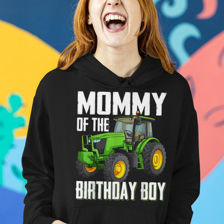 Mommy Of The Birthday Boy Family Tractors Farm Trucks Bday Women Hoodie Gifts for Her