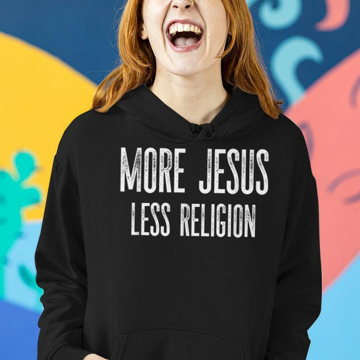 More Jesus Less Religion Christian Vintage Distressed Women Hoodie Gifts for Her
