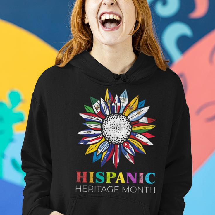 National Hispanic Heritage Month Sunflower Countries Flags Women Hoodie Gifts for Her