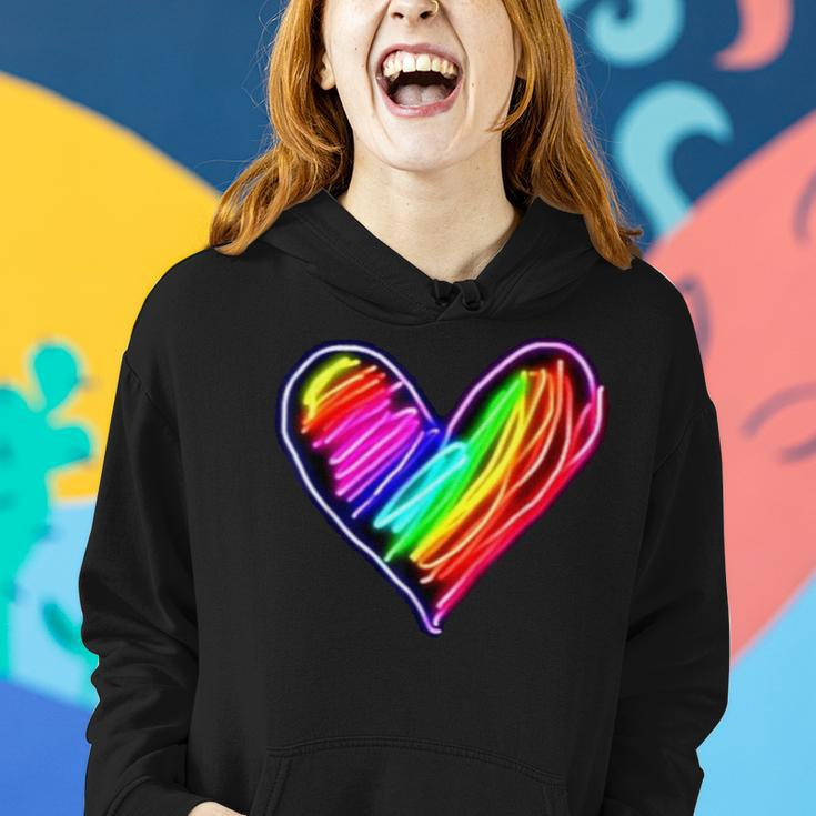 Neon Rainbow Heart Love Pride Lgbqt Rally Women Hoodie Gifts for Her