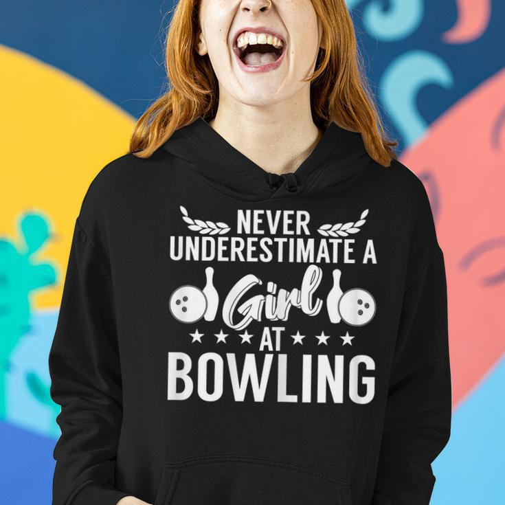 Never Underestimate A Girl At Bowling Funny Bowler Gift For Womens Women Hoodie Gifts for Her