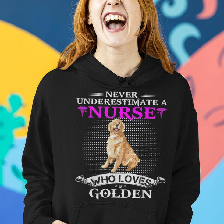 Never Underestimate A Nurse Who Loves Golden Retriever Funny Women Hoodie Gifts for Her