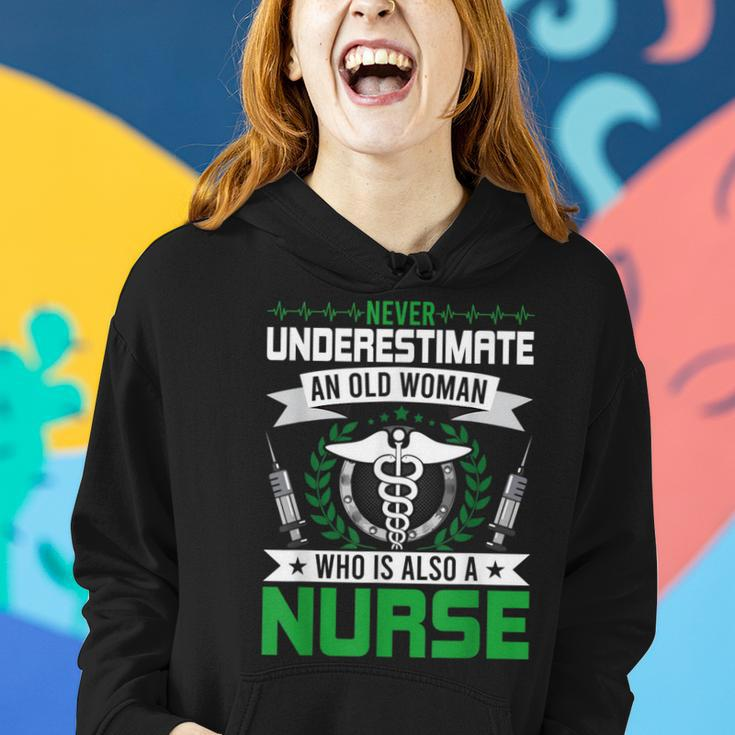 Never Underestimate An Old Woman Who Is Also A Nurse Gift Old Woman Funny Gifts Women Hoodie Gifts for Her
