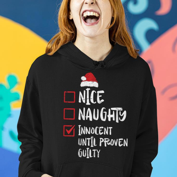 Nice Naughty Innocent Until Proven Guilty Christmas List Women Hoodie Gifts for Her