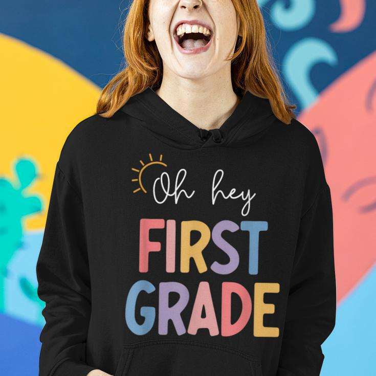 Oh Hey First Grade Teacher Student Team 1St Grade Squad Women Hoodie Gifts for Her