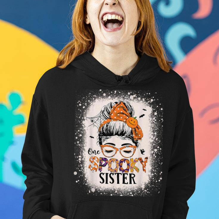 One Spooky Sister Bleached Halloween Sister Women Hoodie Gifts for Her